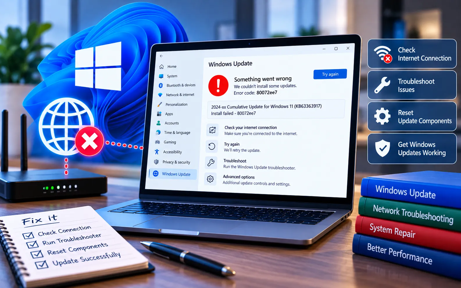 Windows Update Error Code 80072EE7 fix